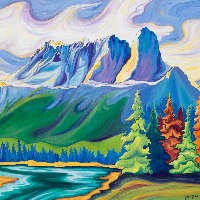 Castle Mountain Painting & Prints by https://janicegallant.com/decorator-prints/