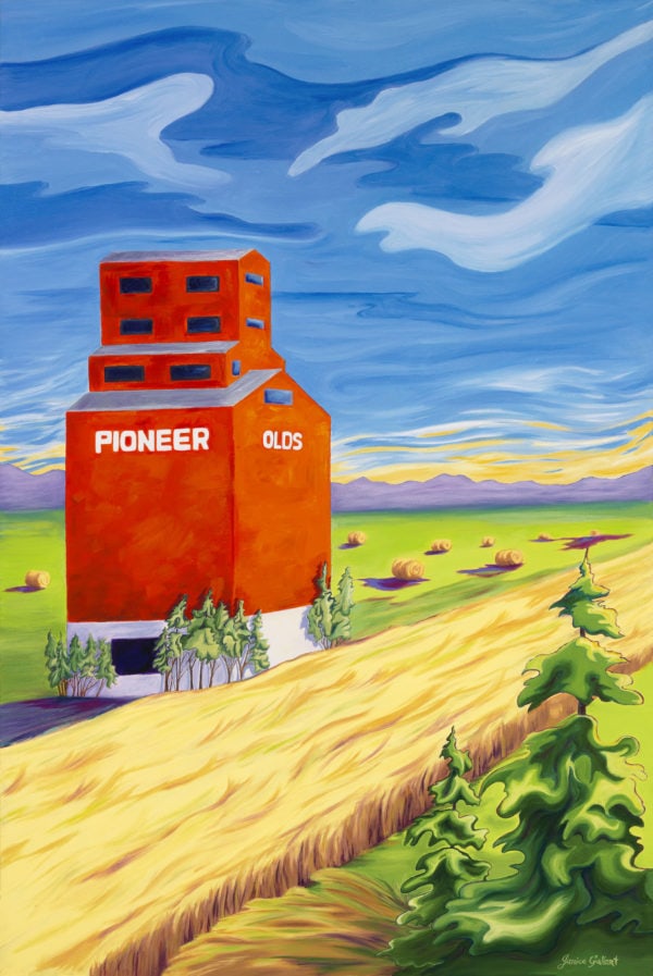 Grain Elevator Painting Canvas Print available at https://janicegallant.com/decorator-prints/